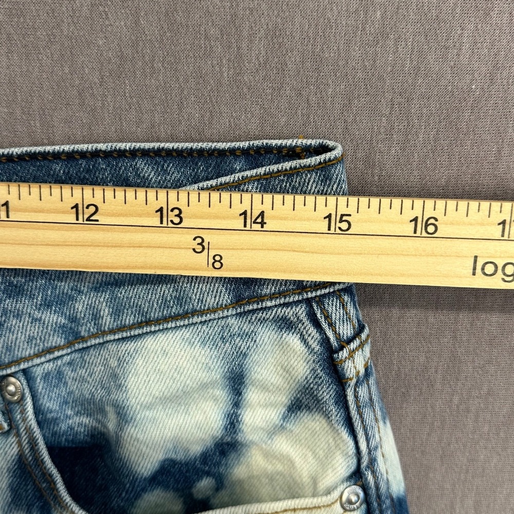 Revice Denim Jeans 29 Blue Cloud Wash Bleach Straight Leg Festival Altered Crop - Picture 7 of 10